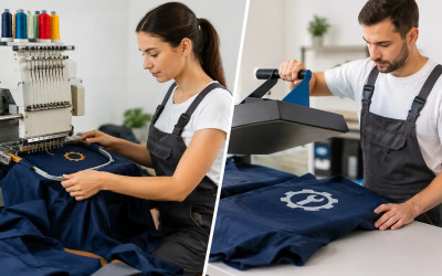 Broderie versus imprimare pentru salopete