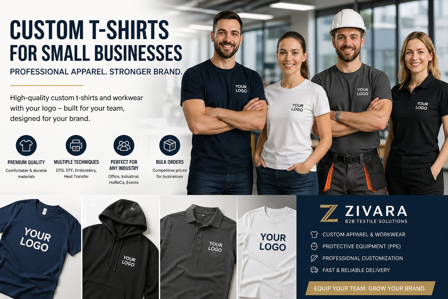 Best Custom T-Shirts for Small Businesses in Europe – Professional B2B Apparel Solutions by Zivara